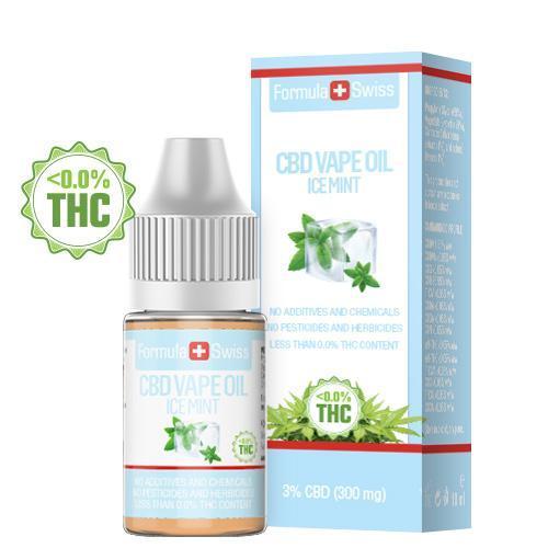 Tekočina CBD za uparjanje Formula Swiss Ice Mint, 3 % CBD (300 mg), 10 ml steklenička