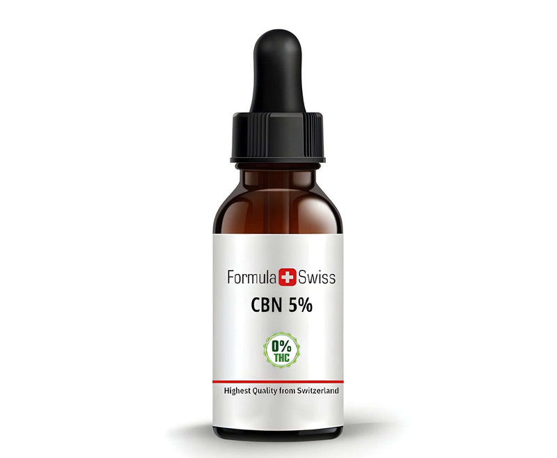 Formula Swiss CBN olje 5 % z 0 % THC v jantarni steklenički s kapalko